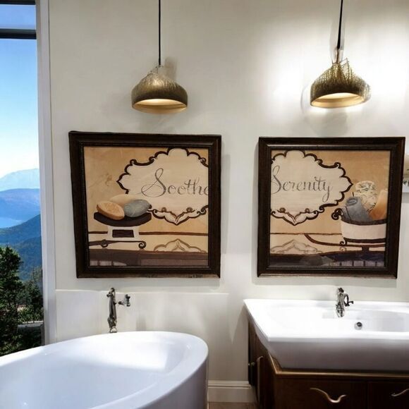 Bathroom Framed Pictures Bars of Soap Soothe and Serenity‎ 14" × 14" - Picture 1 of 9